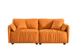 Modern Sofa loveseat, 75.6" Sofa Couch, Large deep seat Sofa, loveseat with Hardwood Frame, mid-Century upholstered Sofa for Living Room, Bedroom, Apartment (Orange)-2 Home Elegance USA