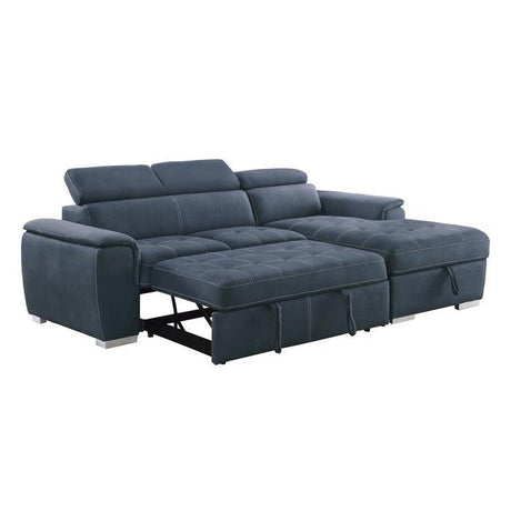 Ferriday Blue Sleeper Sectional with Pull-Out Bed & Storage – Homelegance