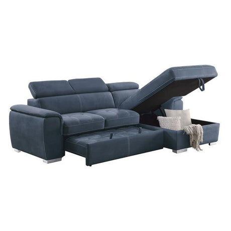 Ferriday Blue Sleeper Sectional with Pull-Out Bed & Storage – Homelegance