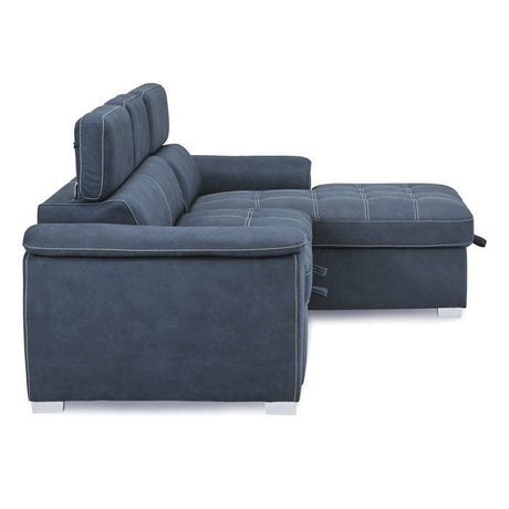 Ferriday Blue Sleeper Sectional with Pull-Out Bed & Storage – Homelegance