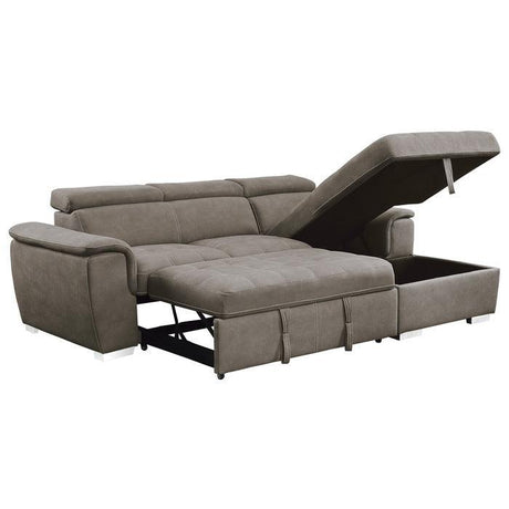 Ferriday Taupe Sleeper Sectional with Pull-Out Bed & Storage – Homelegance