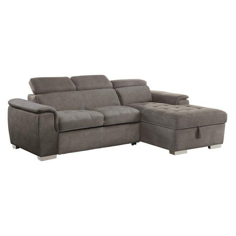 Ferriday Taupe Sleeper Sectional with Pull-Out Bed & Storage – Homelegance