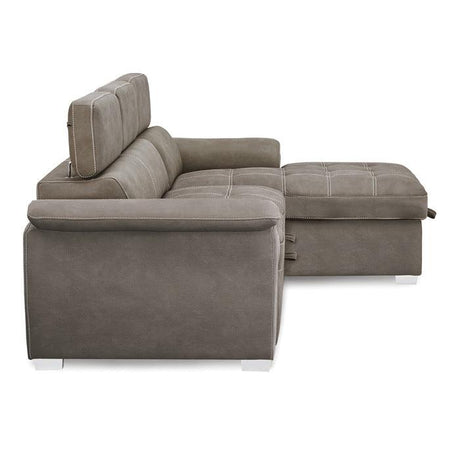 Ferriday Taupe Sleeper Sectional with Pull-Out Bed & Storage – Homelegance