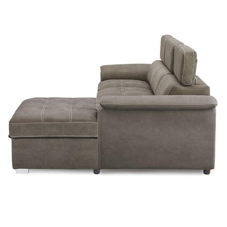 Ferriday Taupe Sleeper Sectional with Pull-Out Bed & Storage – Homelegance