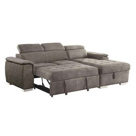 Ferriday Taupe Sleeper Sectional with Pull-Out Bed & Storage – Homelegance