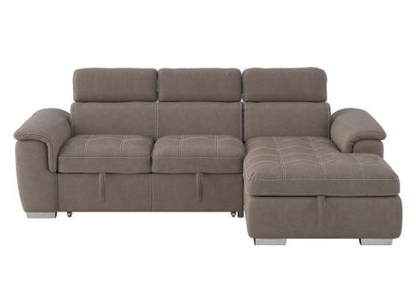 Ferriday Taupe Sleeper Sectional with Pull-Out Bed & Storage – Homelegance