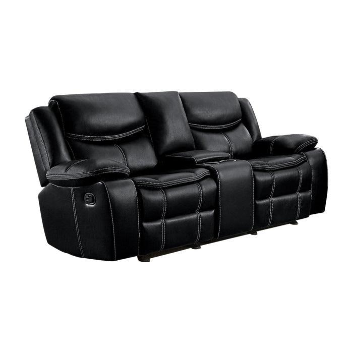 Bastrop Double Glider Reclining Loveseat With Center Console 8230Blk - 2 | Homelegance | Home Elegance USA