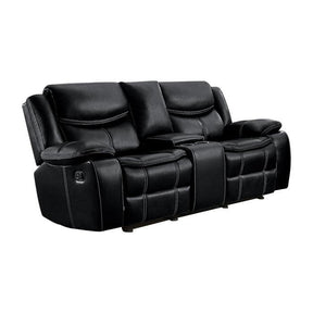 Bastrop Double Glider Reclining Loveseat With Center Console 8230Blk-2 | Homelegance