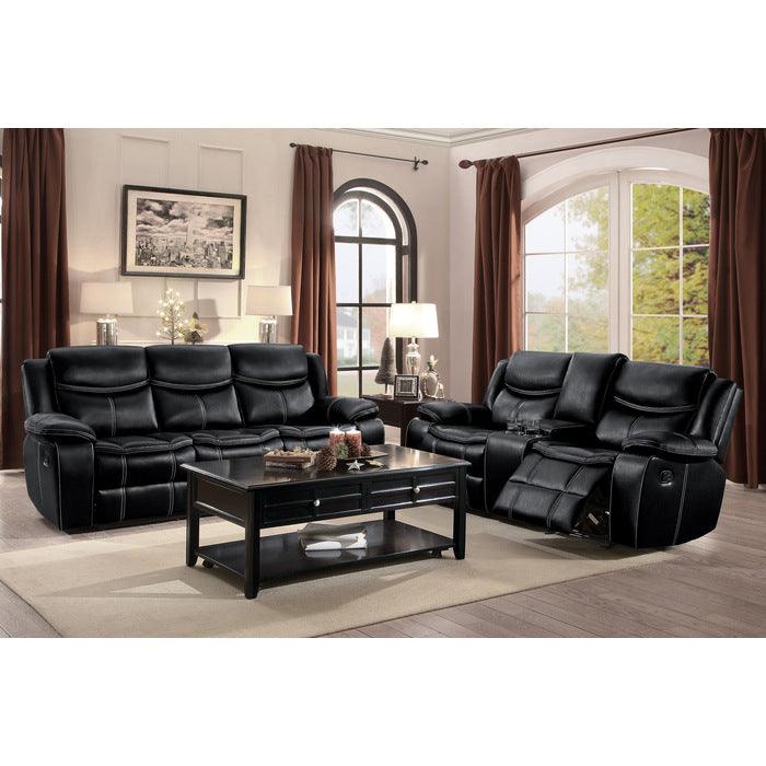 Bastrop Double Glider Reclining Loveseat With Center Console 8230Blk - 2 | Homelegance | Home Elegance USA