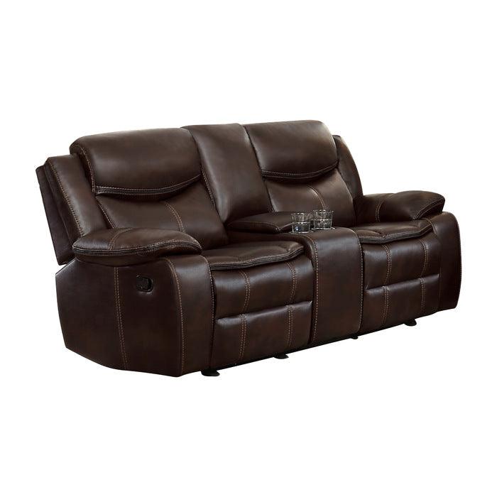 Bastrop Double Glider Reclining Loveseat With Center Console 8230Brw - 2 | Homelegance | Home Elegance USA