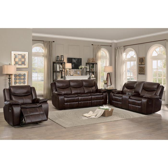 Bastrop Double Glider Reclining Loveseat With Center Console 8230Brw - 2 | Homelegance | Home Elegance USA