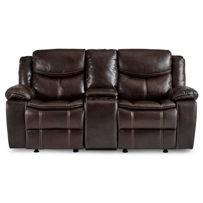 Bastrop Double Glider Reclining Loveseat With Center Console 8230Brw - 2 | Homelegance | Home Elegance USA