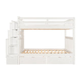 Full Over Full Bunk Bed with Shelves and 6 Storage Drawers, White(Old SKU：LP000046AAK) - Home Elegance USA