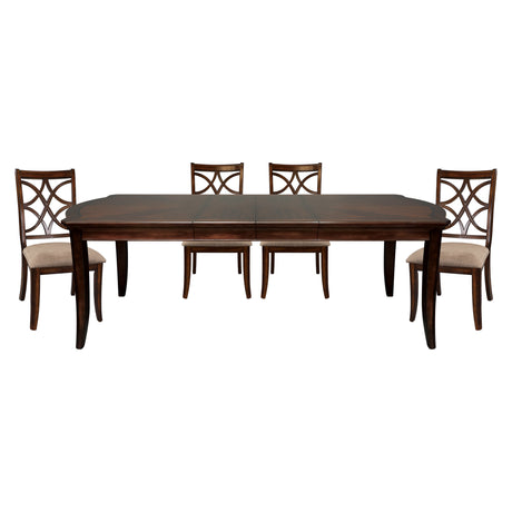 Cherry Finish Formal Dining Table 1pc Lovely Veneer Pattern 2x Extension Leaf Contemporary Dining Furniture - Home Elegance USA