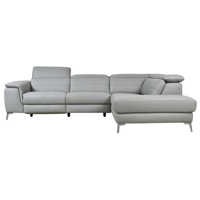 Homelegance - Cinque Light Gray Leather Power Reclining Sectional - 8256Gy