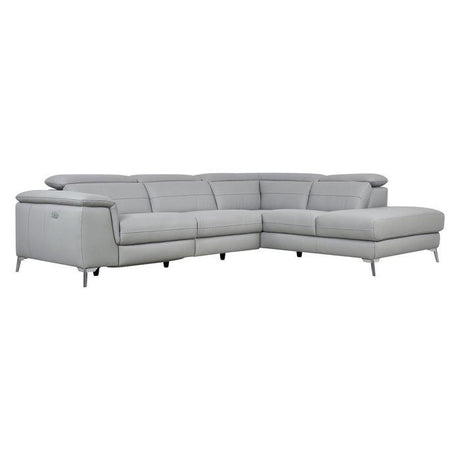 Homelegance - Cinque Light Gray Leather Power Reclining Sectional - 8256Gy