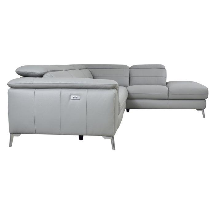 Homelegance - Cinque Light Gray Leather Power Reclining Sectional - 8256Gy
