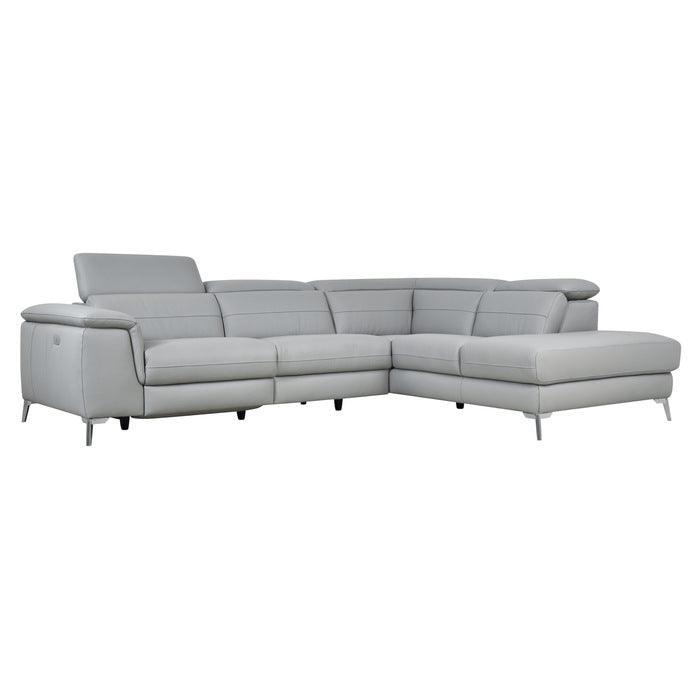 Homelegance - Cinque Light Gray Leather Power Reclining Sectional - 8256Gy