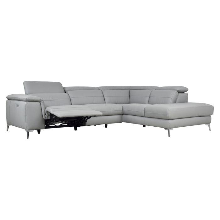 Homelegance - Cinque Light Gray Leather Power Reclining Sectional - 8256Gy