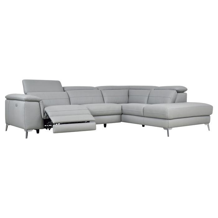 Homelegance - Cinque Light Gray Leather Power Reclining Sectional - 8256Gy
