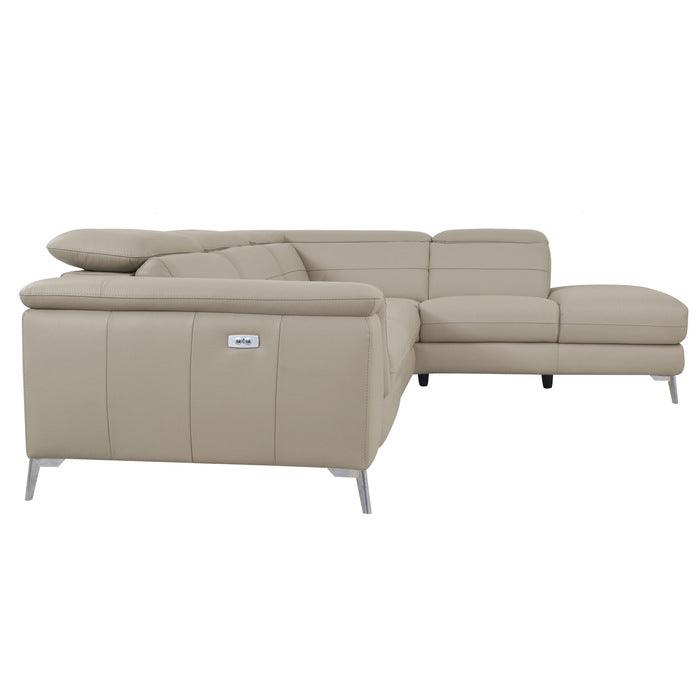 Homelegance - Cinque Taupe Leather Power Reclining Sectional - 8256