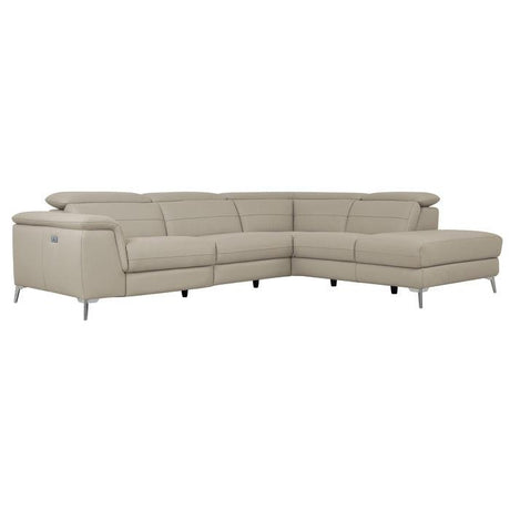 Homelegance - Cinque Taupe Leather Power Reclining Sectional - 8256