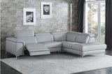 Homelegance - Cinque Light Gray Leather Power Reclining Sectional - 8256Gy