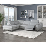 Homelegance - Cinque Light Gray Leather Power Reclining Sectional W-Left Chaise - 8256Gy*2Lrpw