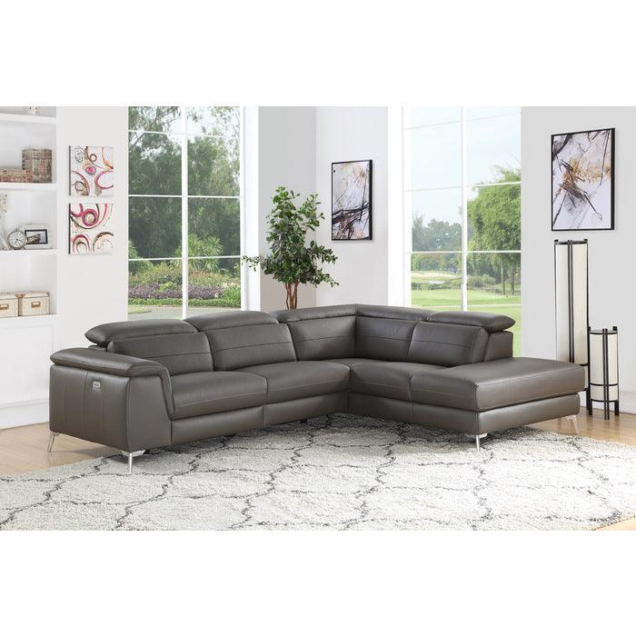 Homelegance - Cinque 2-Piece Power Sectional With Right Chaise In Dark Gray - 8256M-Gry*2Rlpw