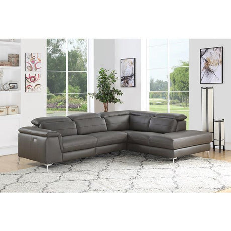 Homelegance - Cinque 2-Piece Power Sectional With Right Chaise In Dark Gray - 8256M-Gry*2Rlpw
