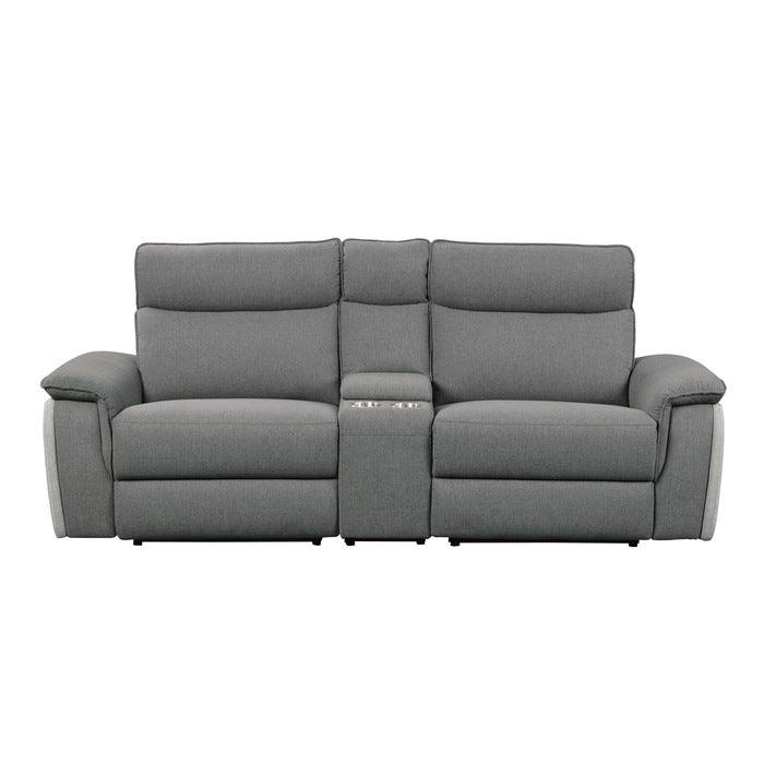 Homelegance - Maroni Power Double Reclining Love Seat With Center Console And Power Headrests In Gray - 8259Dg-2Cnpwh*