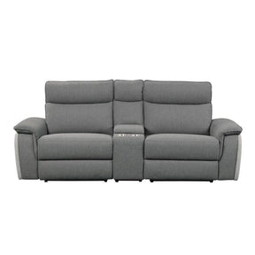 Maroni Power Double Reclining Love Seat With Center Console And Power Headrests In Gray 8259Dg-2Cnpwh* | Homelegance