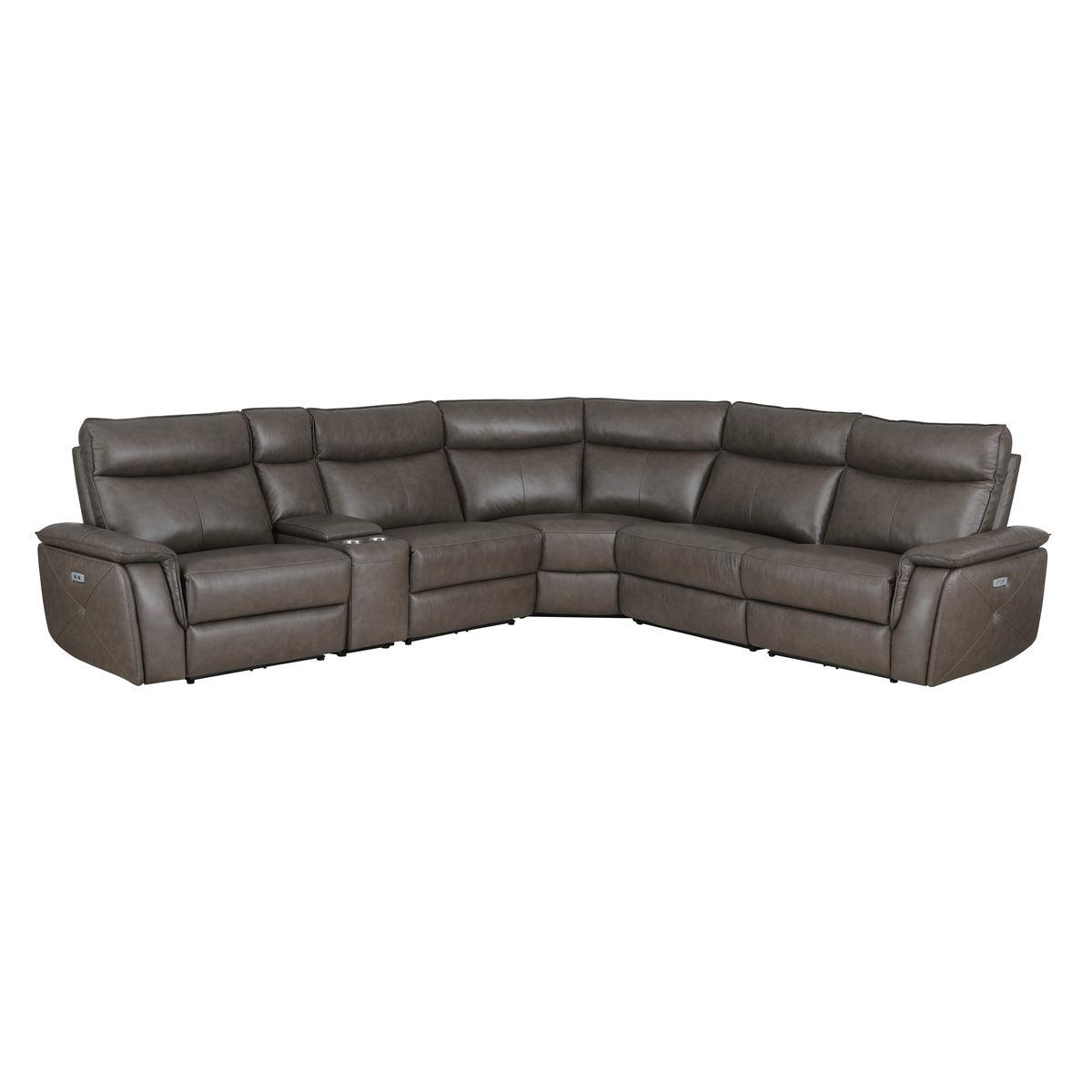 Homelegance - Moroni 6-Piece Modular Power Reclining Sectional With Power Headrests In Dark Brown - 8259Rfdb*6Scpwh