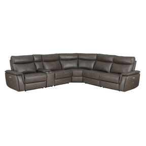 Moroni 6-Piece Modular Power Reclining Sectional With Power Headrests In Dark Brown 8259Rfdb*6Scpwh | Homelegance - sold by Home Elegance USA