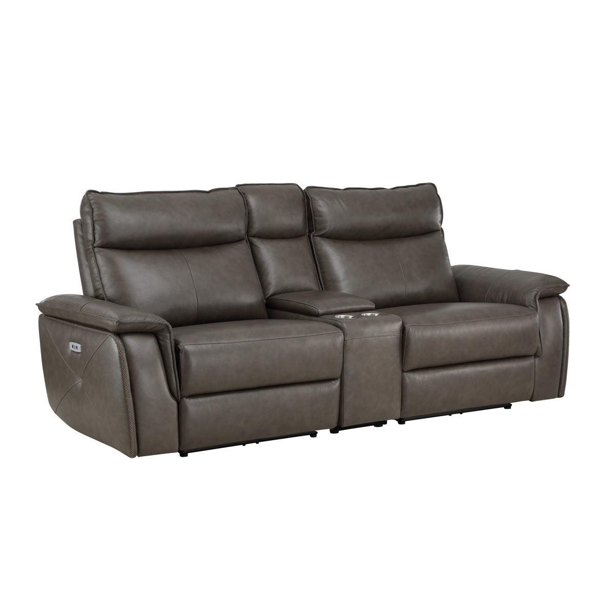 Homelegance - Moroni Power Double Reclining Loveseat With Center Console And Power Headrest In Dark Brown - 8259Rfdb-2Cnpwh*