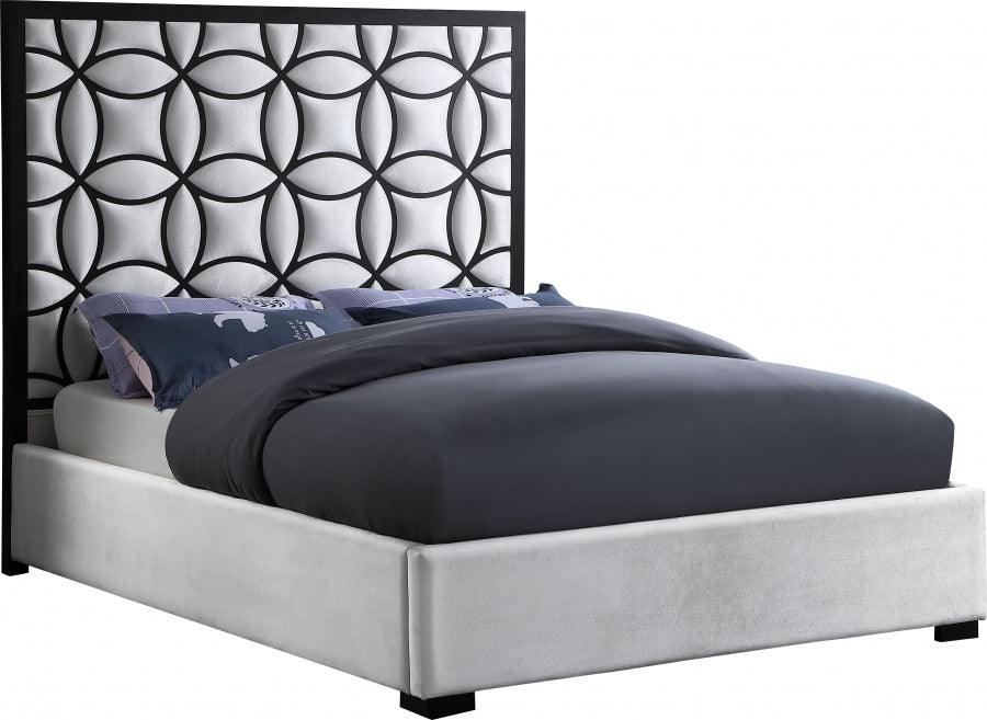 Meridian Furniture - Taj Velvet King Bed In White - Tajwhite-K