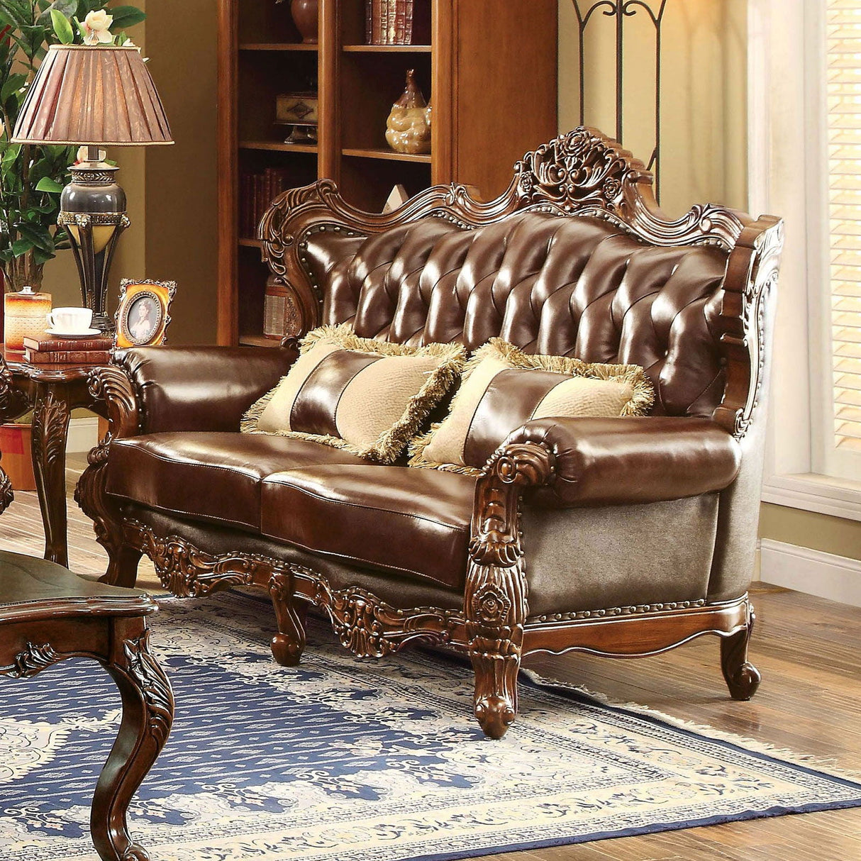 Jericho - Sofa & Loveseat - Brown / Dark Oak - Home Elegance USA