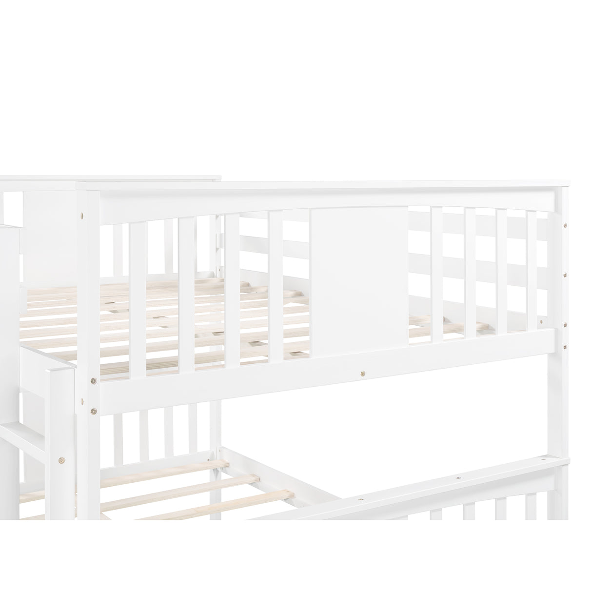 Full over Full Bunk Bed with Twin Size Trundle and Ladder-White(Old SKU: LP000204AAK) - Home Elegance USA