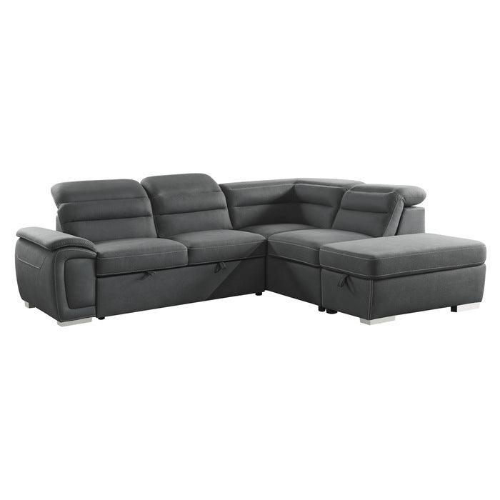 Homelegance - Platina 3-Piece Sectional With Pull-Out Bed And Storage Ottoman In Gray - 8277Ngy*