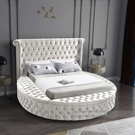 Meridian Furniture - Luxus Velvet King Bed In Cream - Luxuscream-K