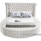 Meridian Furniture - Luxus Velvet Queen Bed In Cream - Luxuscream-Q