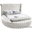 Luxus Velvet Queen Bed In Cream - Luxuscream-Q | Meridian