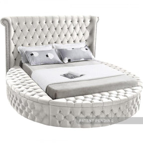 Luxus Velvet Queen Bed In Cream - Luxuscream-Q | Meridian