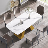 70.87"Modern artificial stone white curved golden metal leg dining table - can accommodate 6 - 8 people - W1535S00106 - image - 1