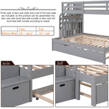 Twin over Twin/Full Bunk Bed with Twin Size Trundle (Gray)(OLD SKU :LP000025AAE) - Home Elegance USA