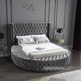 Meridian Furniture - Luxus Velvet Queen Bed In Grey - Luxusgrey-Q