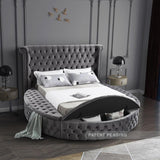 Meridian Furniture - Luxus Velvet King Bed In Grey - Luxusgrey-K