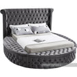 Luxus Velvet Queen Bed In Grey - Luxusgrey-Q | Meridian