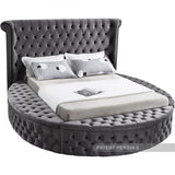 Meridian Furniture - Luxus Velvet King Bed In Grey - Luxusgrey-K