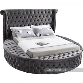 Luxus Velvet King Bed In Grey - Luxusgrey-K | Meridian